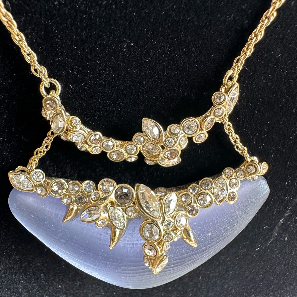 Alexis Bittar Lucite and Crystal Pendant Necklace - Periwinkle Blue/Light Purple - Picture 2 of 7
